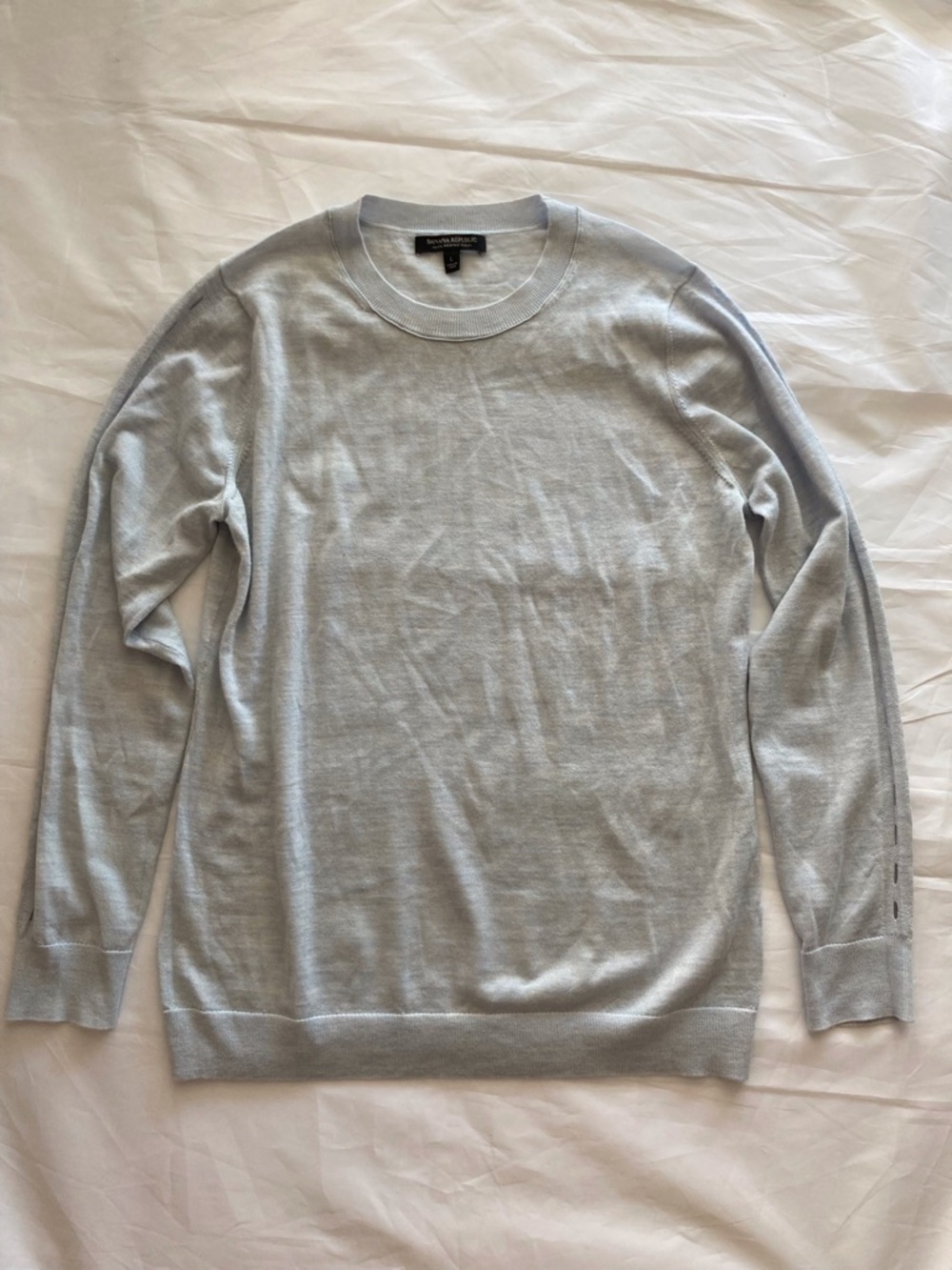 Banana Republic Fall 2017 Washable Merino Crew Neck-Cloud Blue Lightweight Large
